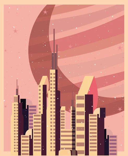 Exploración espacial de la ciudad — Vector de stock