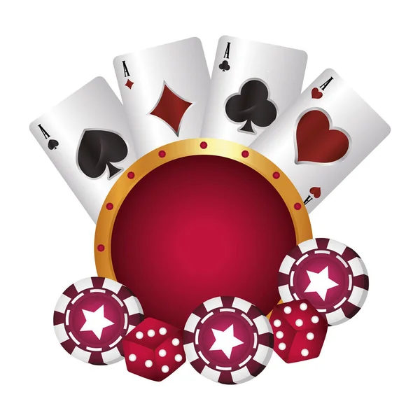 Casino Poker Takım kartları çip ve dices — Stok Vektör