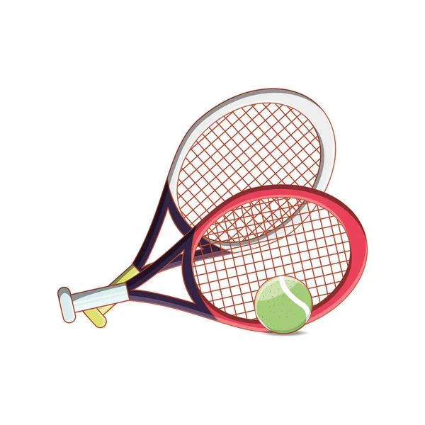テニスが孤立したアイコンのボールとラケット — ストックベクタ