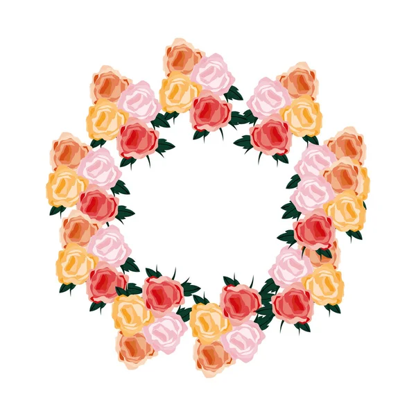 Wreath flowers floral decoration isolated design — Stock Vector