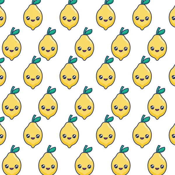 Лимонний тропічний фрукт харчування природа каваї візерунок — стоковий вектор