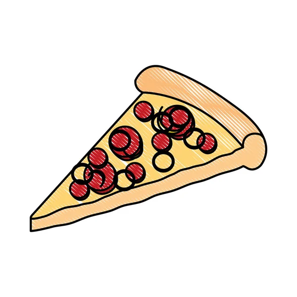 Szelet pizza gyorsétterem egészségtelen ikon — Stock Vector