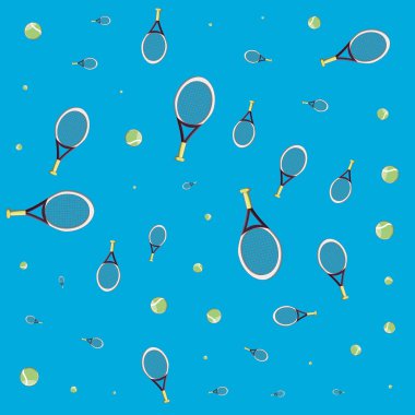 Tenis deseni topları ile raketler