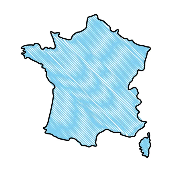フランスのランドマークの国の地図 — ストックベクタ