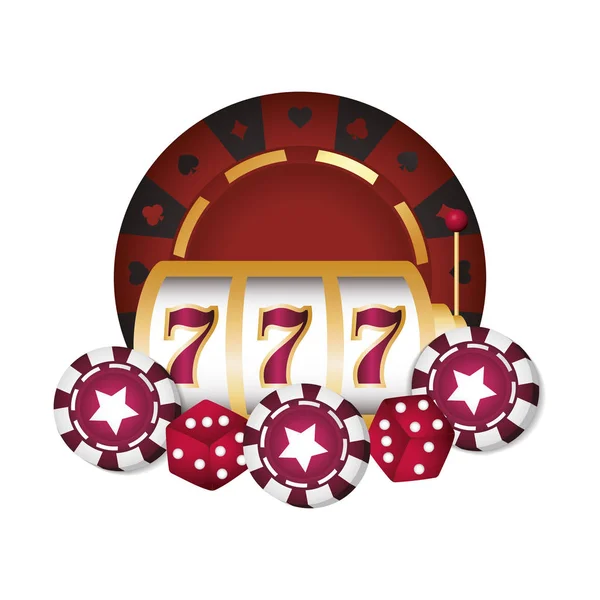 Casino poker roulette jackpot machine jeu dés jetons — Image vectorielle