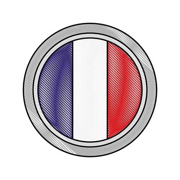 Bandeira francesa paris no ícone do botão —  Vetores de Stock