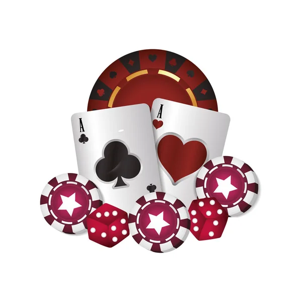 Гра в покер казино туз карти цикли чіпси — стоковий вектор