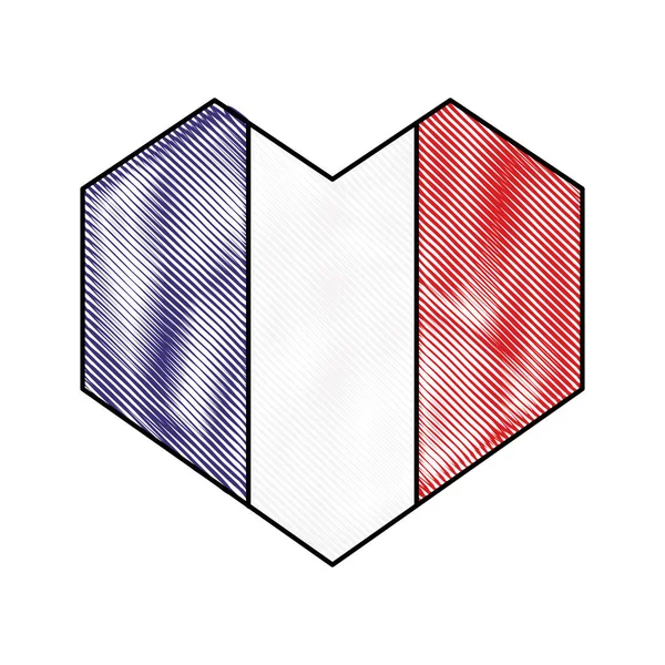 Геометрический символ сердца французского флага — стоковый вектор