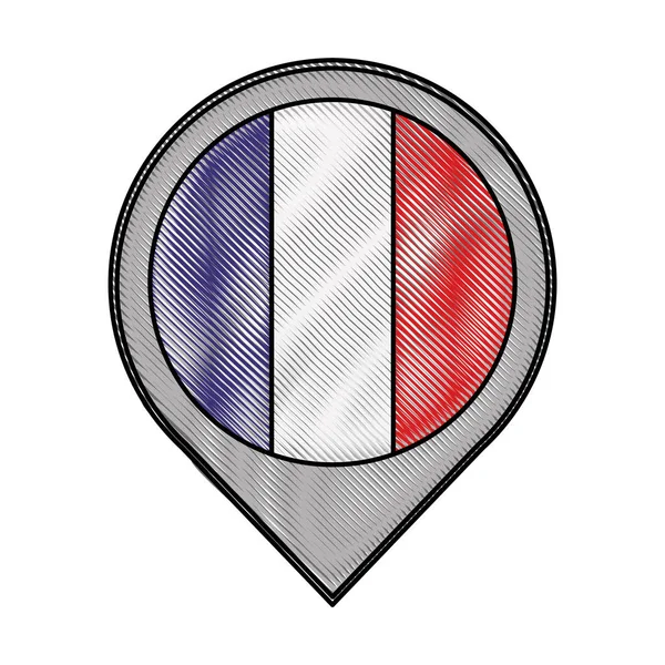 Zeiger Karte Flagge Französisch Paris Standort — Stockvektor
