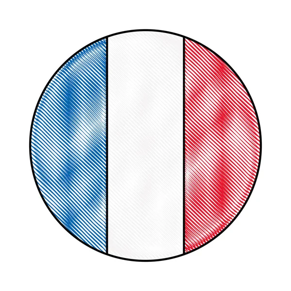 Drapeau français paris dans l'icône bouton — Image vectorielle