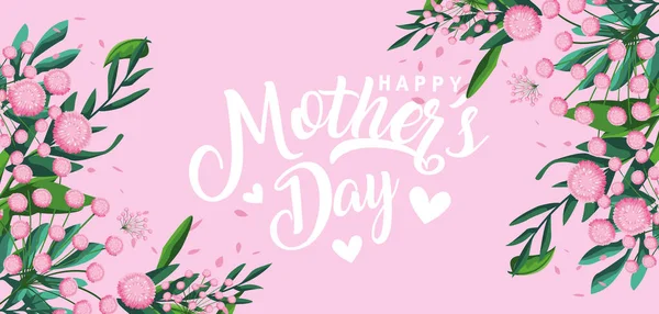 Carte heureuse fête des mères avec décoration de fleurs — Image vectorielle