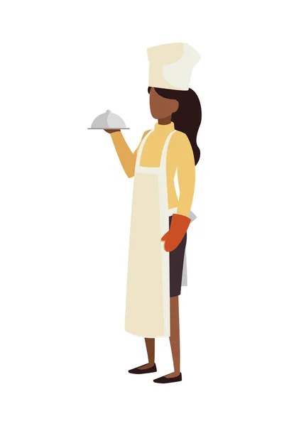 Chef trabalhador feminino avatar personagem — Vetor de Stock