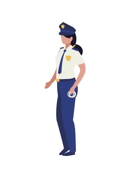 Police female officer law character — Stock Vector