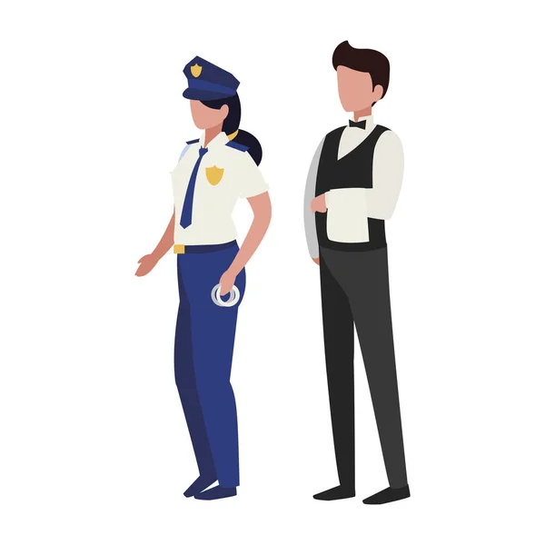 Pareja de trabajadores profesionales personajes — Vector de stock