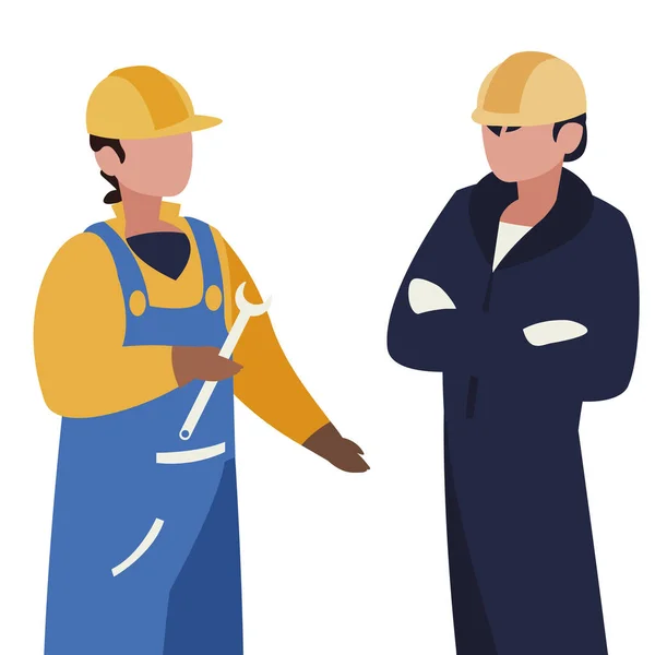 Profesyonel işçi karakterleri çift — Stok Vektör