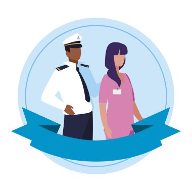 Şerit çerçevesi ile profesyonel işçiler çift