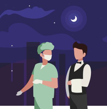 gece profesyonel işçiler çift