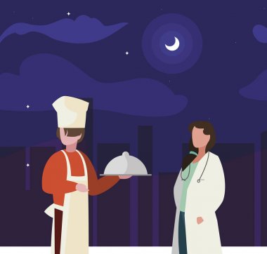 gece profesyonel işçiler çift