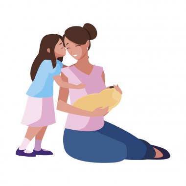 Küçük oğul karakterleri ile güzel anne