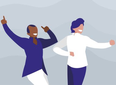 Irklararası dansçılar çift disko tarzı karakterler