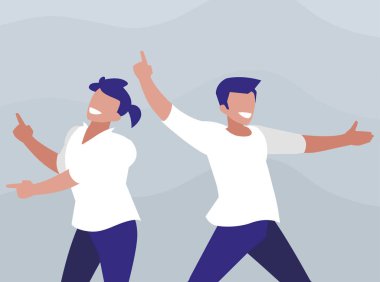 Genç dansçılar çift disko tarzı karakterler