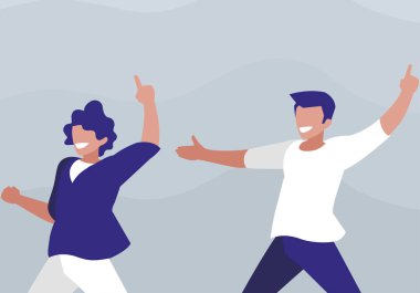 Genç dansçılar çift disko tarzı karakterler