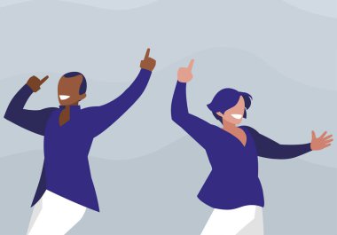 Irklararası dansçılar çift disko tarzı karakterler