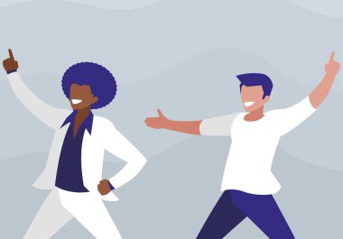 Irklararası dansçılar çift disko tarzı karakterler