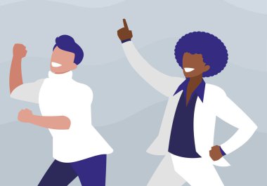 Irklararası dansçılar çift disko tarzı karakterler