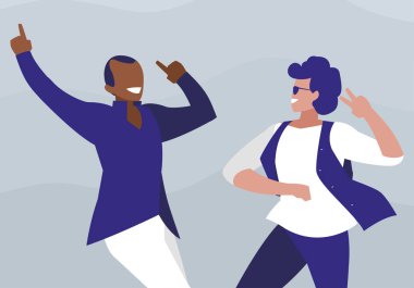 Irklararası dansçılar çift disko tarzı karakterler