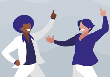 Irklararası dansçılar çift disko tarzı karakterler