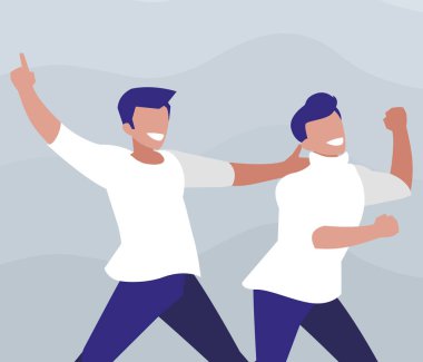 Genç dansçılar çift disko tarzı karakterler