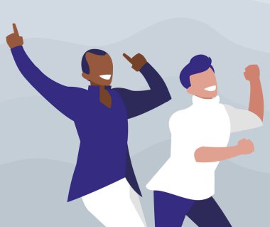 Irklararası dansçılar çift disko tarzı karakterler