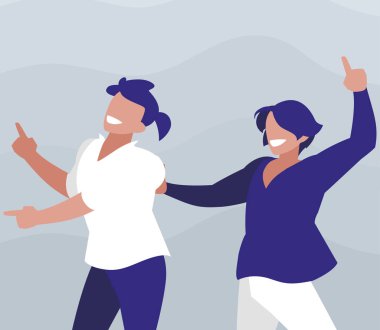 Genç dansçılar çift disko tarzı karakterler