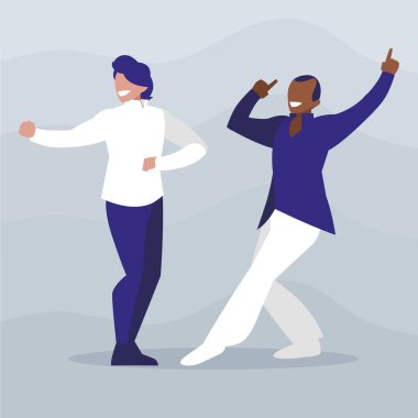 Irklararası dansçılar çift disko tarzı karakterler