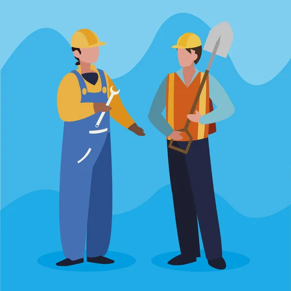 Couple de travailleurs professionnels personnages — Image vectorielle