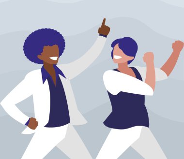 Irklararası dansçılar çift disko tarzı karakterler