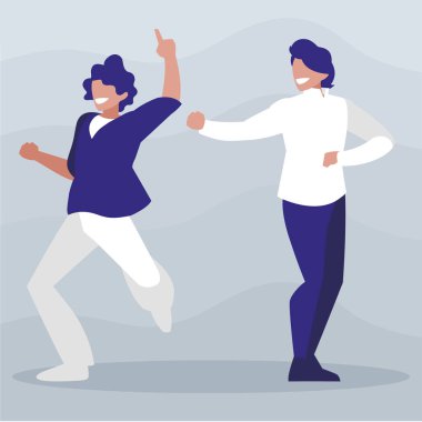 Genç dansçılar çift disko tarzı karakterler