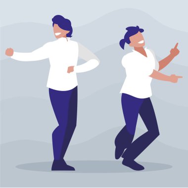 Genç dansçılar çift disko tarzı karakterler