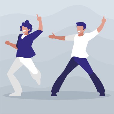 Genç dansçılar çift disko tarzı karakterler