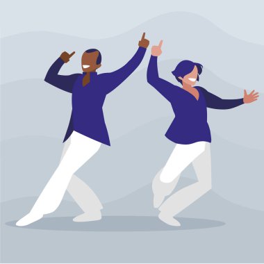 Irklararası dansçılar çift disko tarzı karakterler