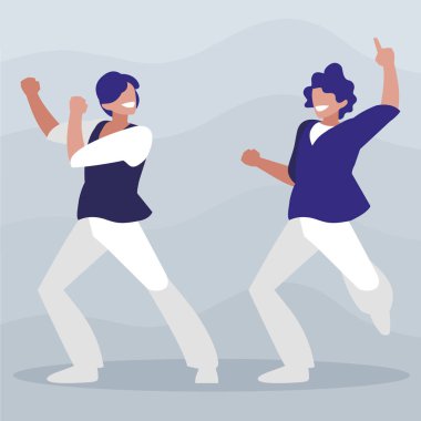 Genç dansçılar çift disko tarzı karakterler