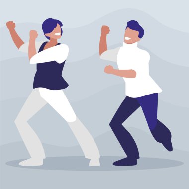 Genç dansçılar çift disko tarzı karakterler