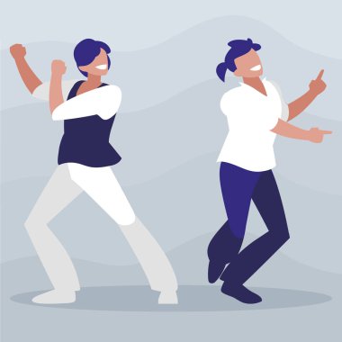 Genç dansçılar çift disko tarzı karakterler