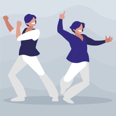 Genç dansçılar çift disko tarzı karakterler