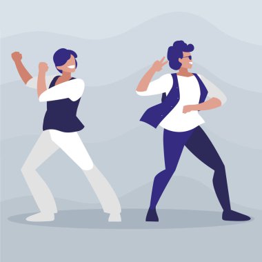 Genç dansçılar çift disko tarzı karakterler