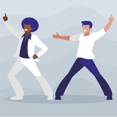 Irklararası dansçılar çift disko tarzı karakterler