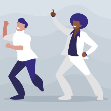 Irklararası dansçılar çift disko tarzı karakterler