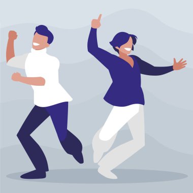 Genç dansçılar çift disko tarzı karakterler