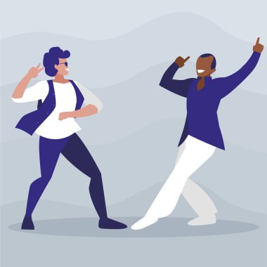 Irklararası dansçılar çift disko tarzı karakterler